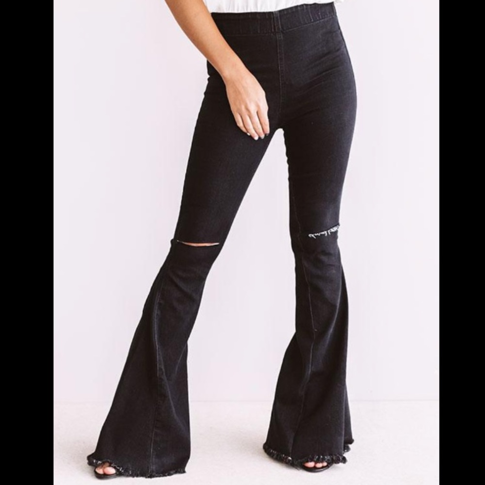 High Waist Flare Black Jeans NWT - small
